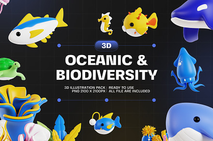 Oceanic 3D Illustration Pack, an Animal 3D Model by Tempcraft
