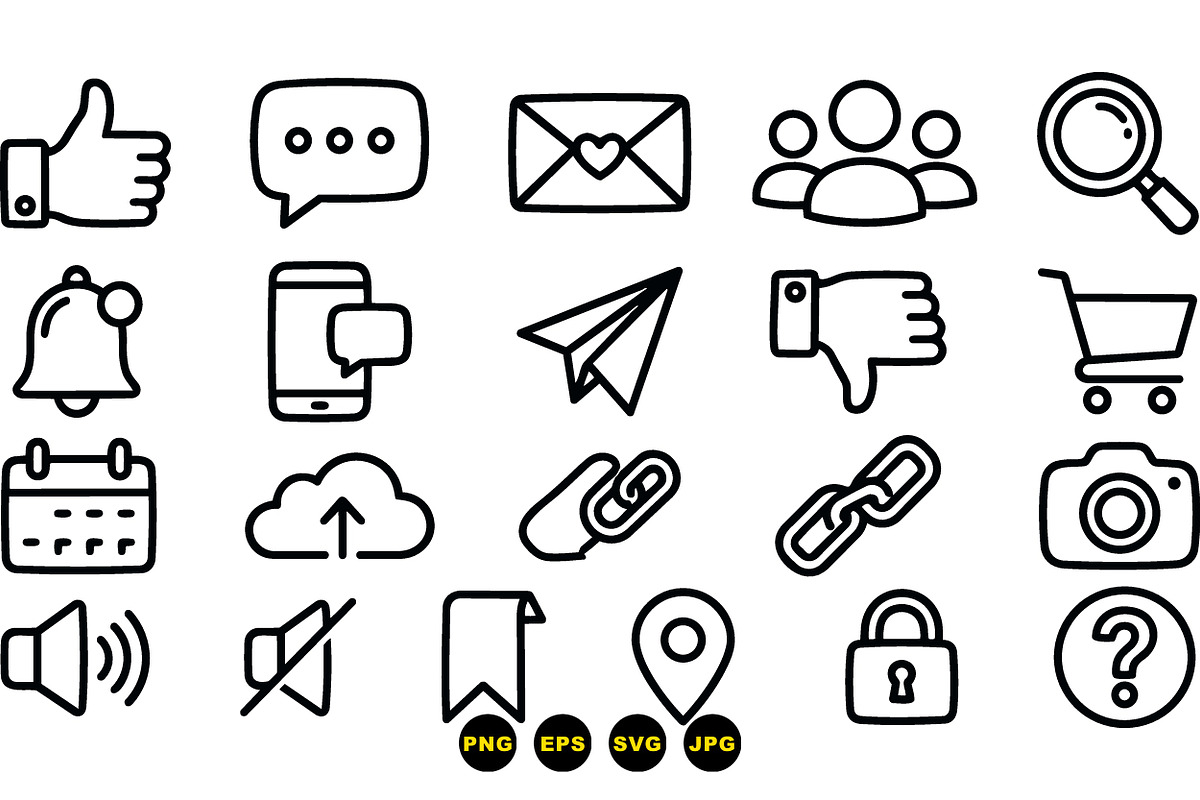 Social Media Icon Clipart Set, an Illustration by designvectx (Photo 2 of 3)
