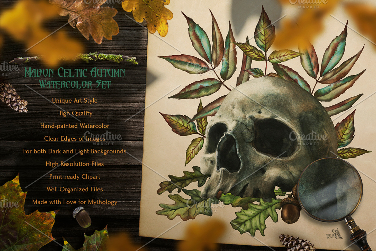Mabon Celtic Autumn Watercolor Set, an Illustration by Fluffy Unicorn (Photo 8 of 11)