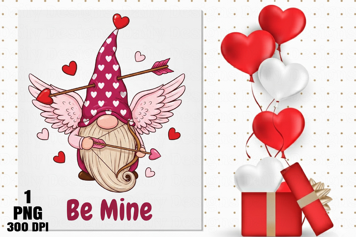 Be Mine Gnome Valentines Png, an Illustration by Daily.Designs (Photo 2 of 5)