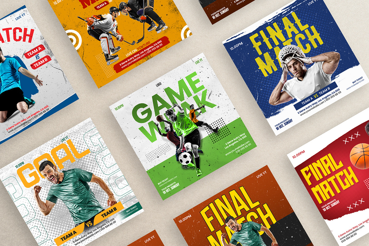 Sports Social Media post Template, a Social Media Template by Pixeness Studio (Photo 2 of 2)
