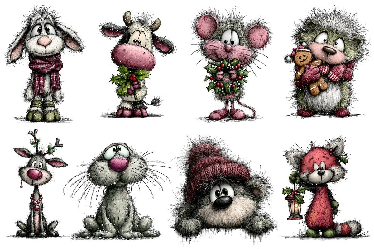 Christmas Whimsical Animals Clipart, an Illustration by Dream Creation (Photo 4 of 7)