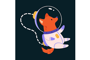 Space Adventure With Dog Astronaut