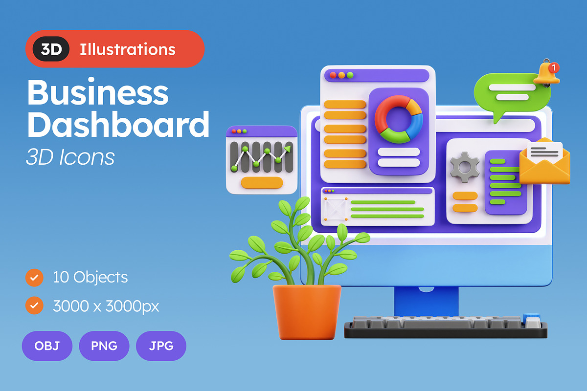 3D Business Dashboard, an Object 3D Model by Rakata Studio (Photo 1 of 4)