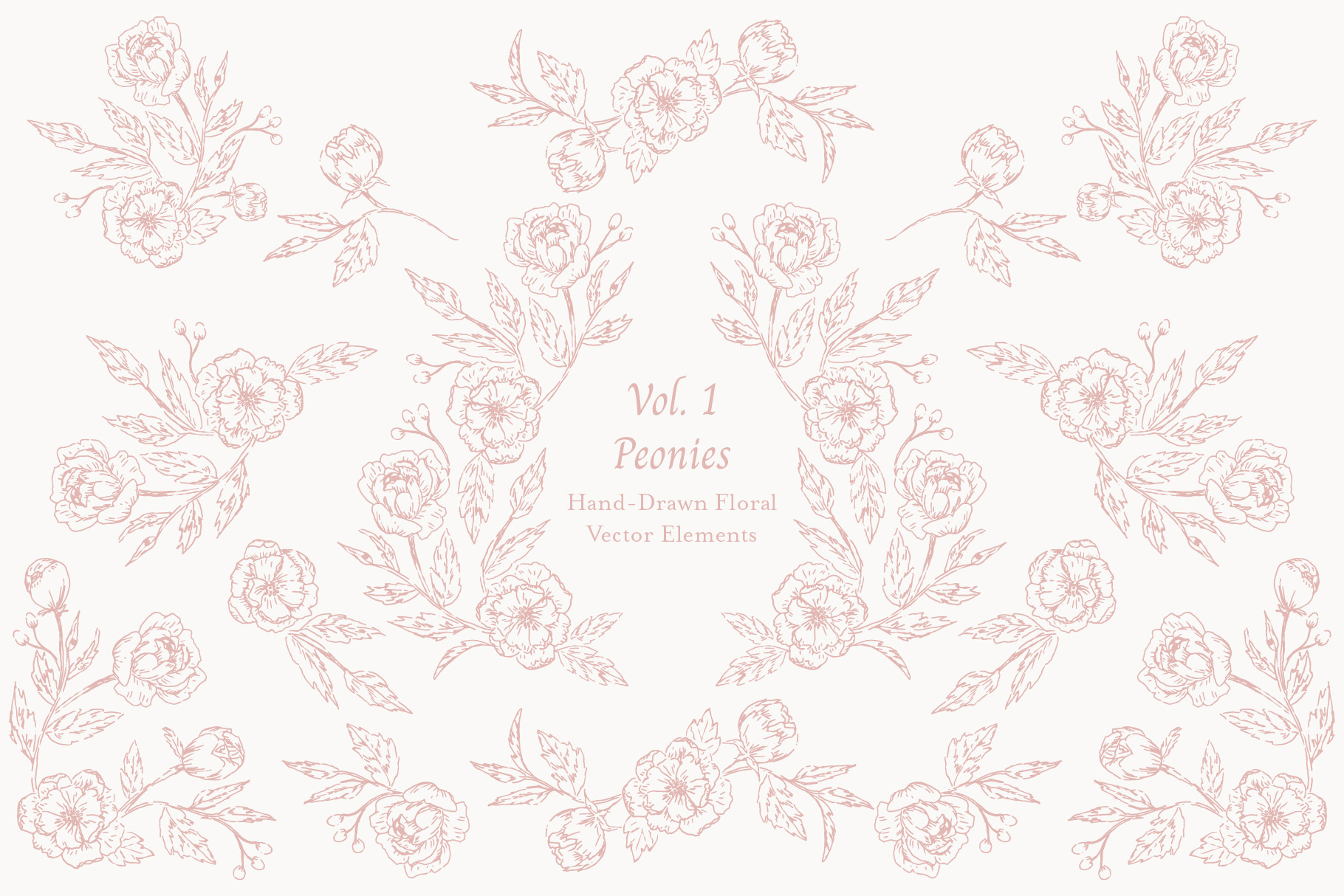 Wedding Wreath Floral Vector Elements