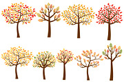 Fall trees clip art, Autumn trees, a Seasonal Illustration by Pravokrugulnik (Thumbnail 1 of 2)