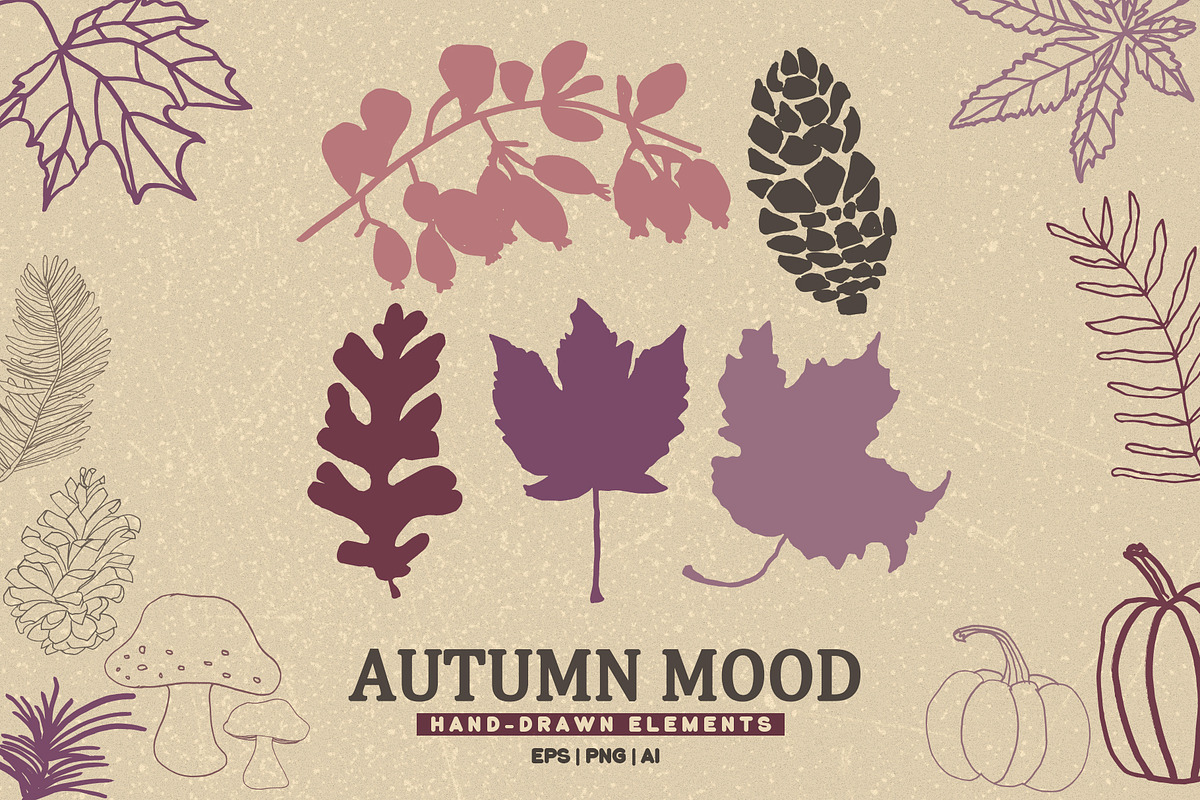 Autumn Mood: 139 Hand drawn Elements, a Seasonal Illustration by Sheikhadesign (Photo 1 of 10)