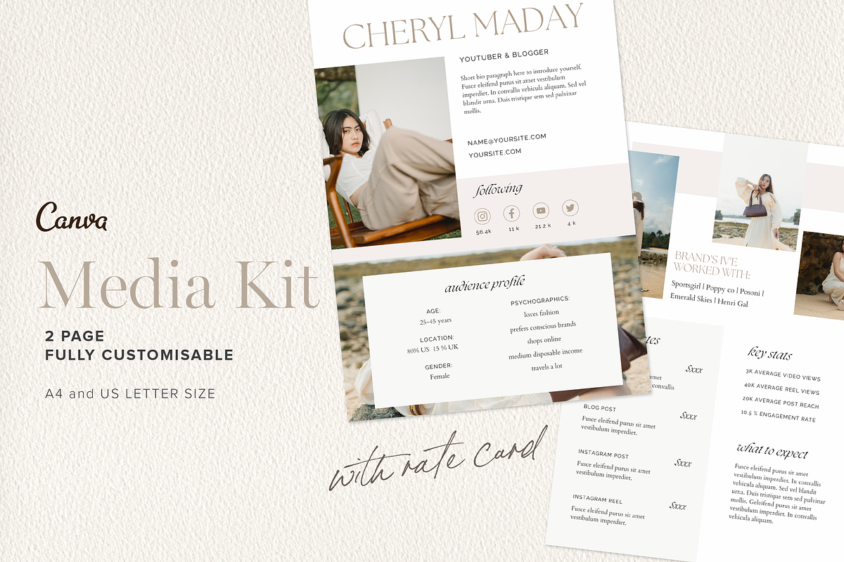 2 Page Media Kit Canva Template, a Templates & Theme by Tabitha Emma (Photo 1 of 5)