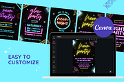 Neon Party Invitations Templates, a Templates & Theme by TemplateCastleStore (Thumbnail 8 of 9)