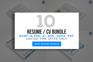 10 Clean Resume/CV Bundle