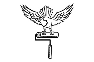 Eagle Perch Paint Roller Retro Logo, an Illustration by patrimonio