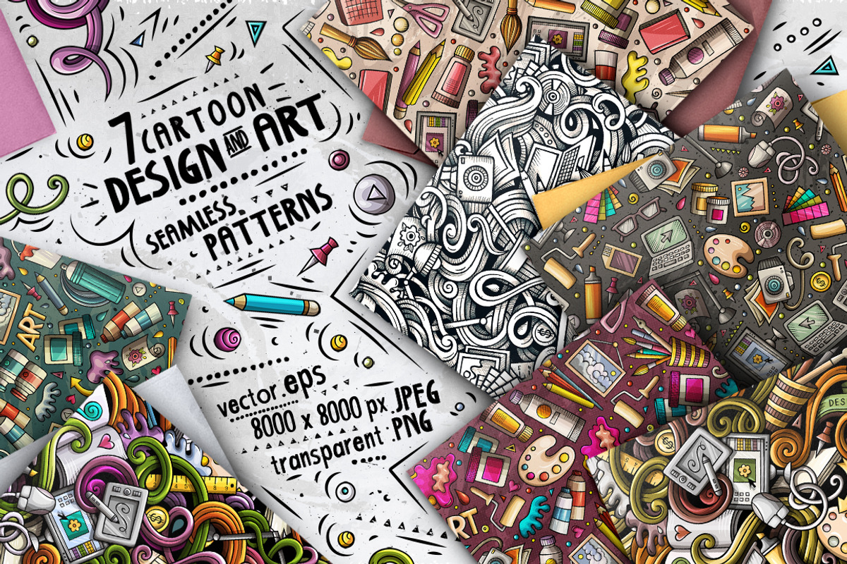 Designer Doodle Seamless Patterns, a Pattern Graphic by BALABOLKA (Photo 1 of 8)