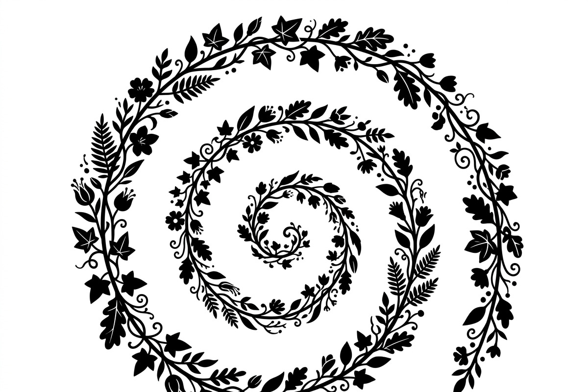 50 Elegant Floral Leaf Spiral Frame, a Decorative Illustration by Amazin_art (Photo 5 of 39)
