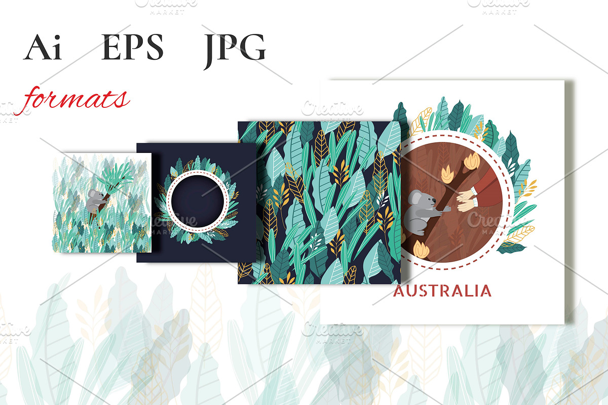 Set of australian flora.Koala design, a Card Template by DeMih (Photo 5 of 5)