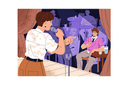 Open mic, stand up comedy show set, a Person Illustration by PaperTrident (Thumbnail 2 of 4)