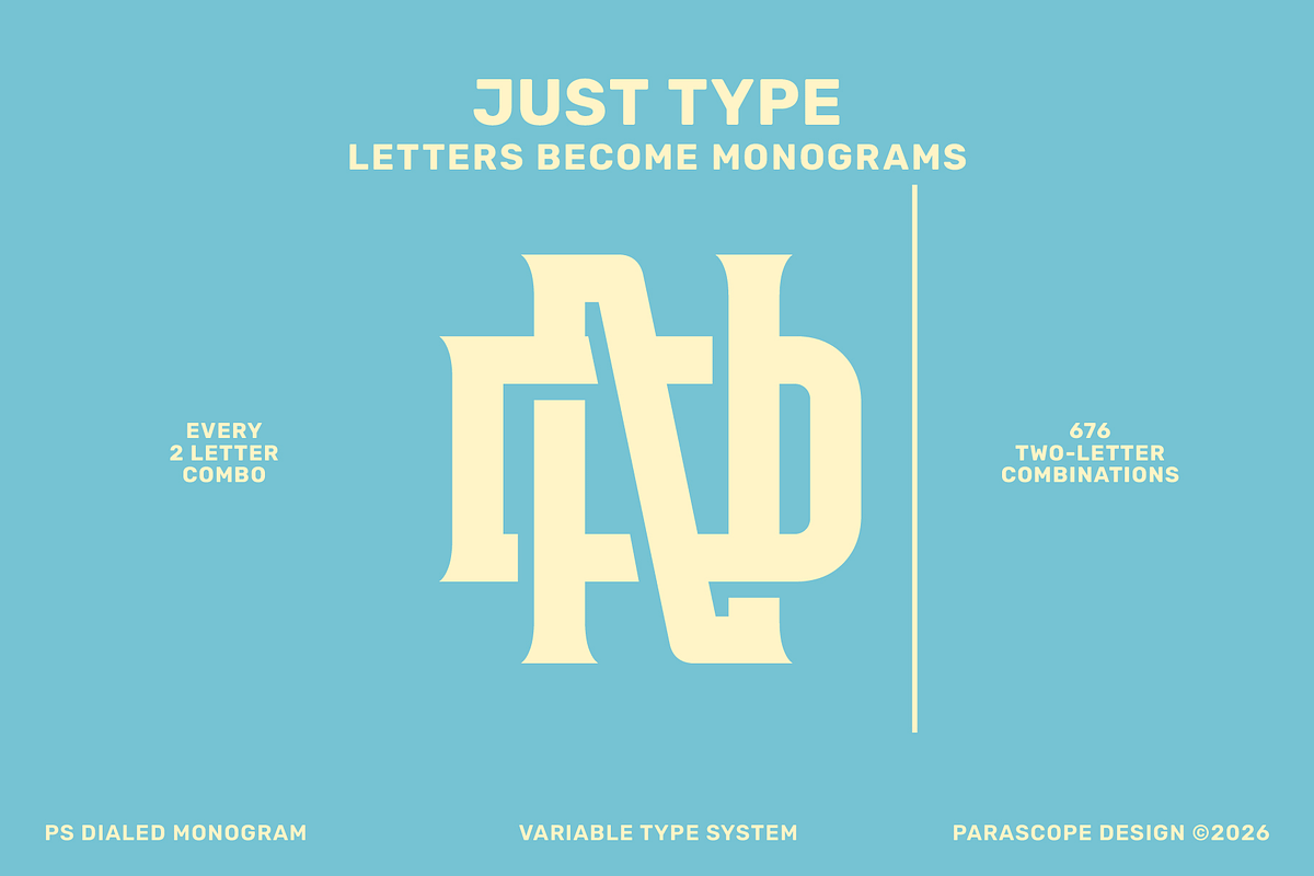 PS DIALED MONOGRAM, a Serif Font by Para-Scope Design (Photo 3 of 7)