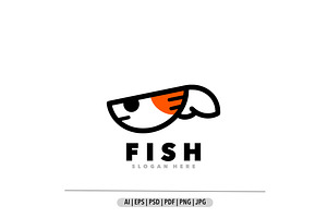 Fish line art, a Design Template by Bayuktx
