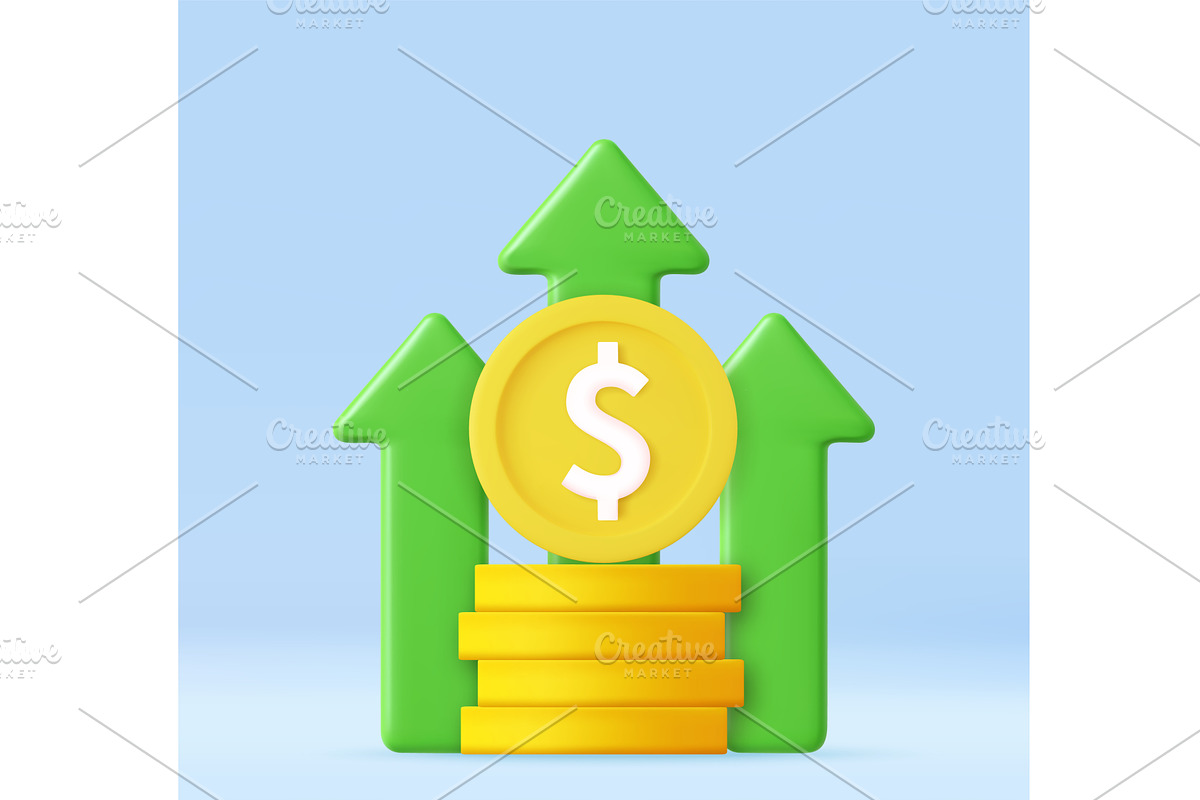 3d Financial growth with upward, a Finance Illustration by ModVector