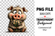 Whimsical Quirky Farm Animals png, an Animal Illustration by Watercolor design (Thumbnail 4 of 6)