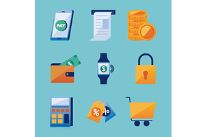 Payment solutions icon group, an Object Illustration by studiogstock