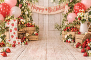 Strawberry Birthday Digital Backdrop, a Layer Style Add-On by Wild Honey Design Co. (Thumbnail 2 of 2)
