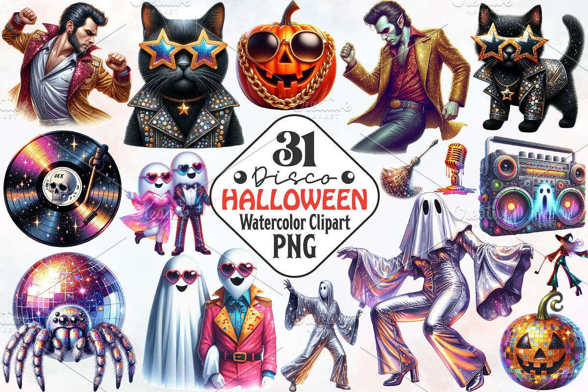 Disco Halloween Clipart, an Illustration by RobertsArt (Photo 1 of 7)