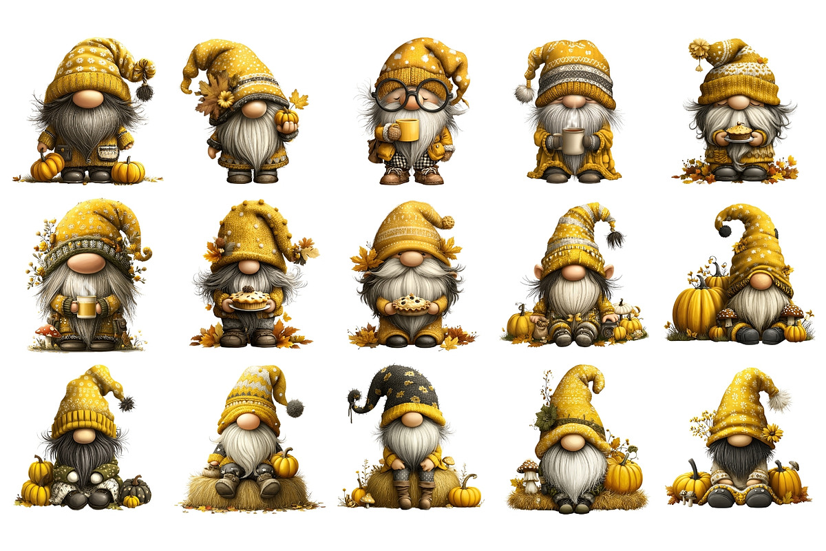 Autumn Gnome PNG Clipart Bundle, a Seasonal Illustration by Nicolle's Colorful Art (Photo 4 of 6)