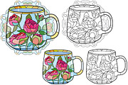 Cups for coloring pages, an Object Illustration by Watercolor fantasy (Thumbnail 3 of 7)