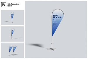 Teardrop Flag Banner Mockup