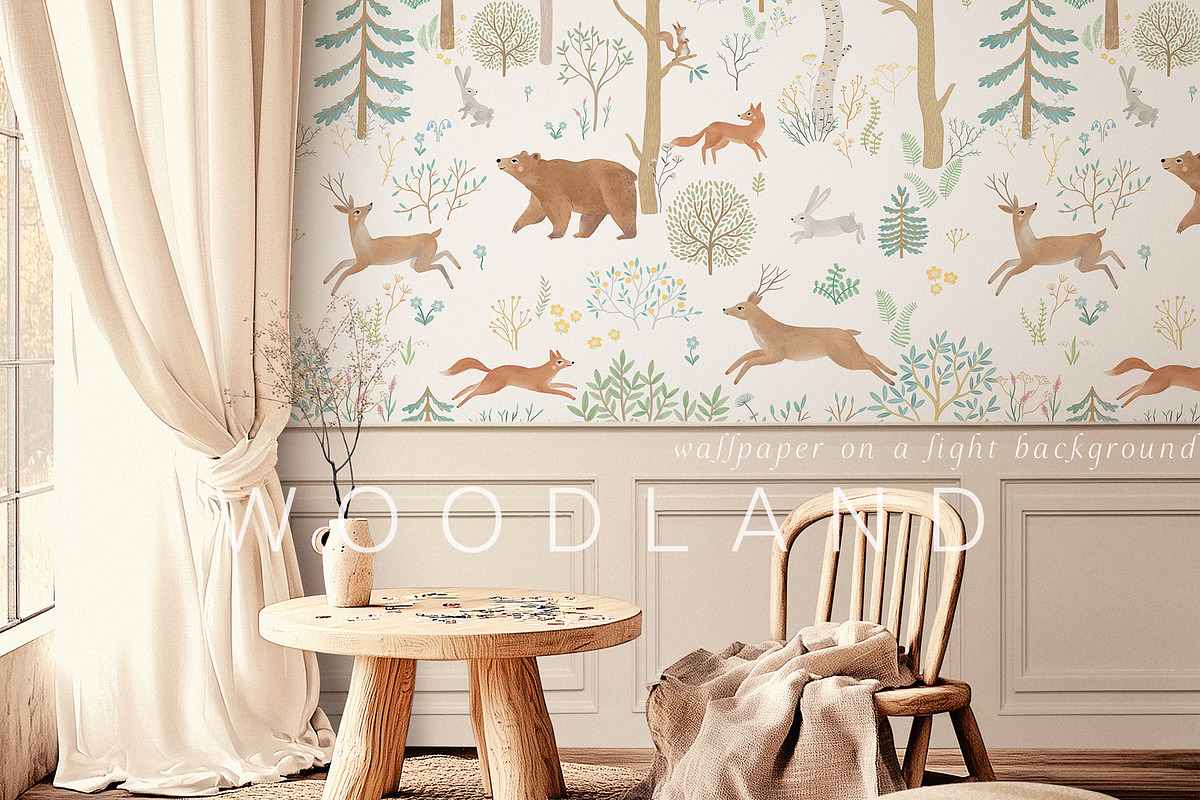 WOODLAND. Wall mural in color, an Animal Illustration by annartdreams (Photo 4 of 7)