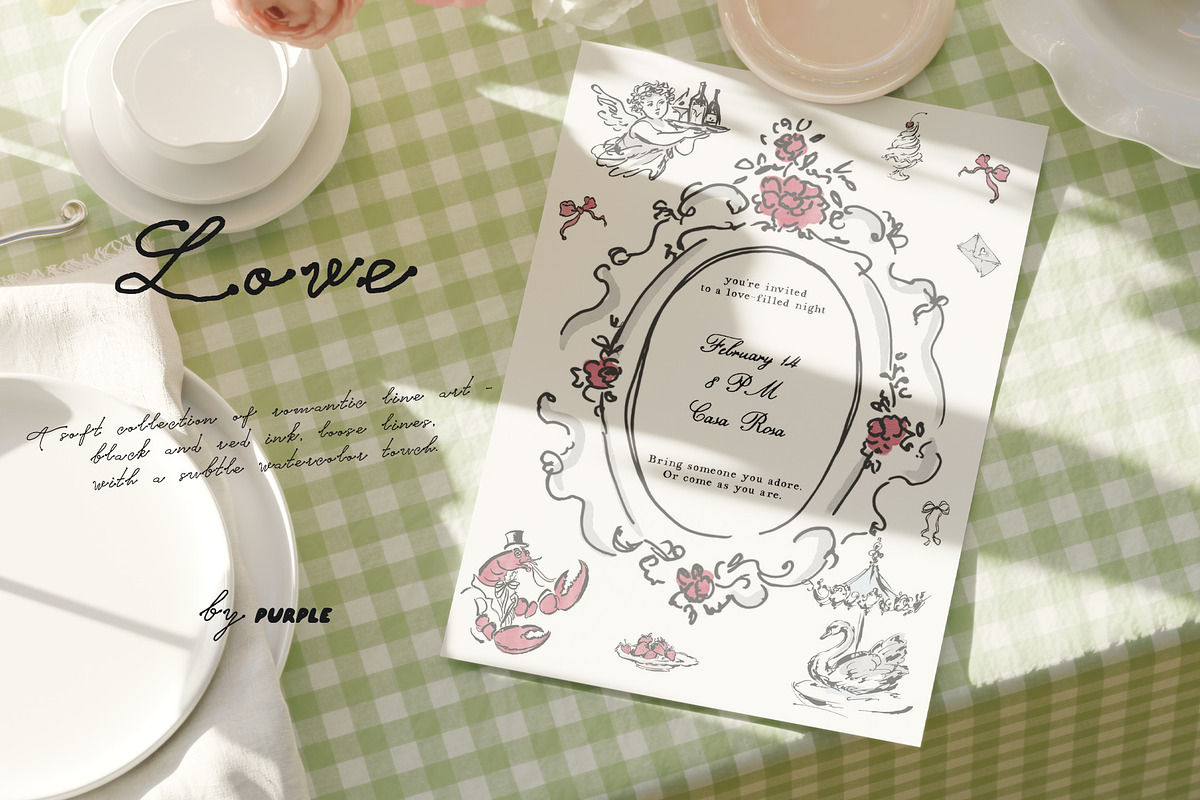 Love: Romantic Line Art, a Decorative Illustration by Purple (Photo 8 of 14)