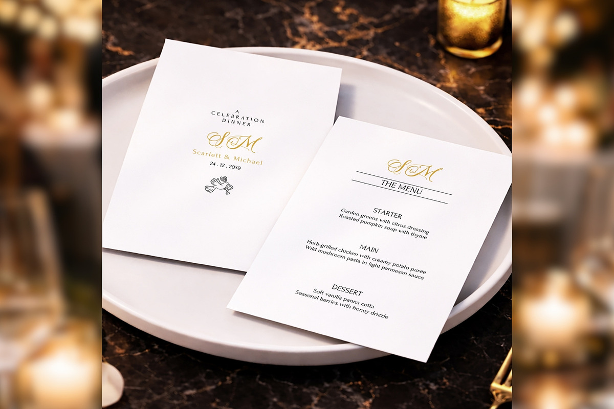 Luxury Wedding Menu Canva bd004, a Card Template by TyphoonStudio (Photo 1 of 8)
