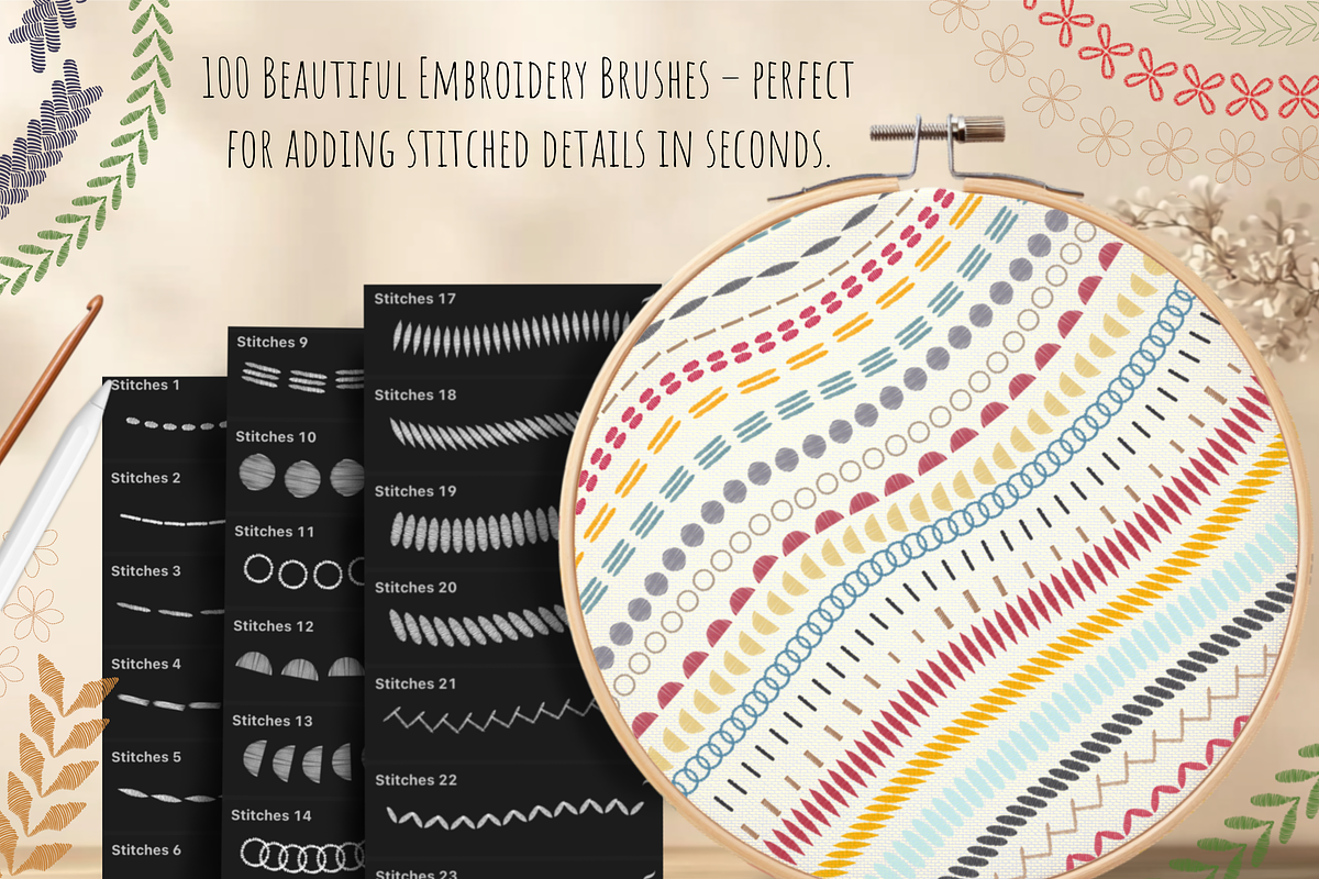 Procreate Embroidery,Stitch Brushes, a Brushes & More by HopeArtIllustration (Photo 2 of 6)