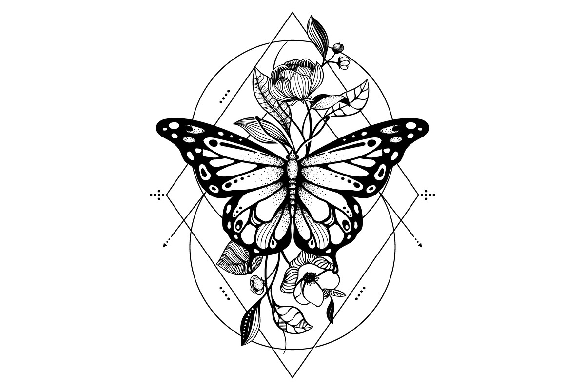 Mystical Butterfly Sacred Geometry, an Illustration by zdson