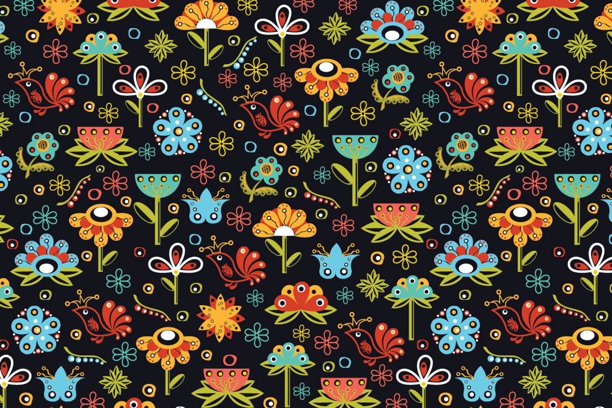 Vector Flowers Seamless Pattern preview 2