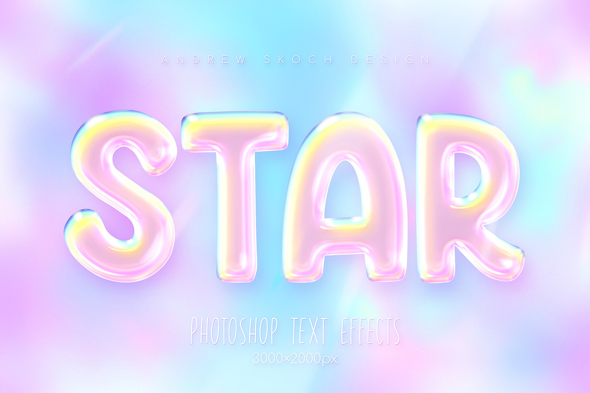 Holographic Balloon Text Effect, a Layer Style Add-On by Andrew Skoch Design (Photo 2 of 5)