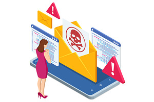 Isometric worried businesswoman, a Technology Illustration by Golden Sikorka