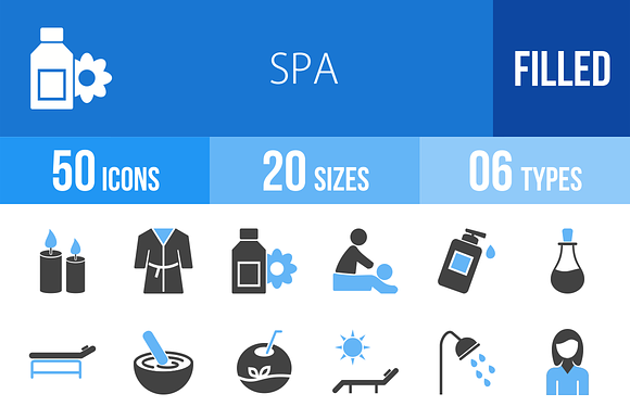 50 Spa Blue Black Icons