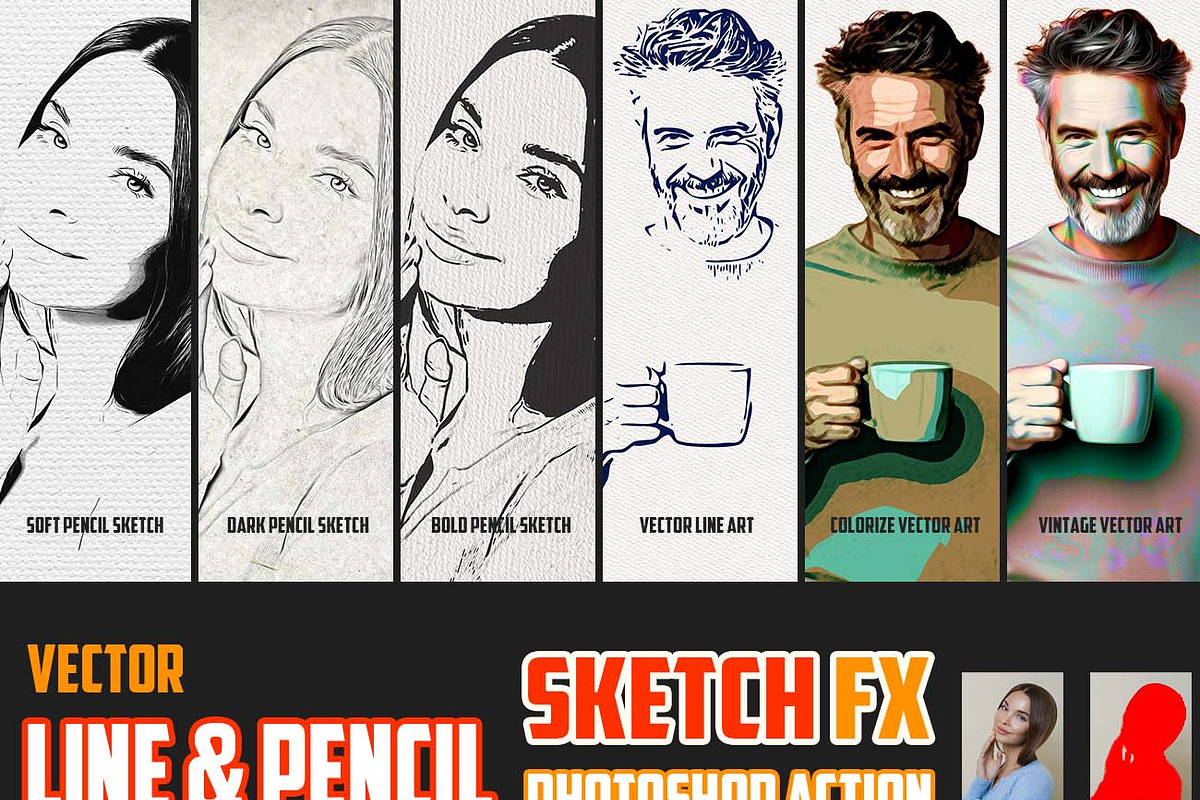 Vector Line & Pencil Sketch FX, an Action Add-On by Studio Retouch (Photo 1 of 14)