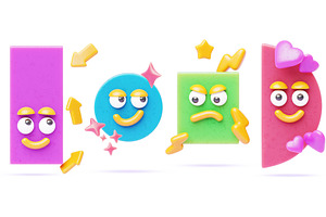 Geometric shape characters with face, an Education Illustration by Marozhkastudio