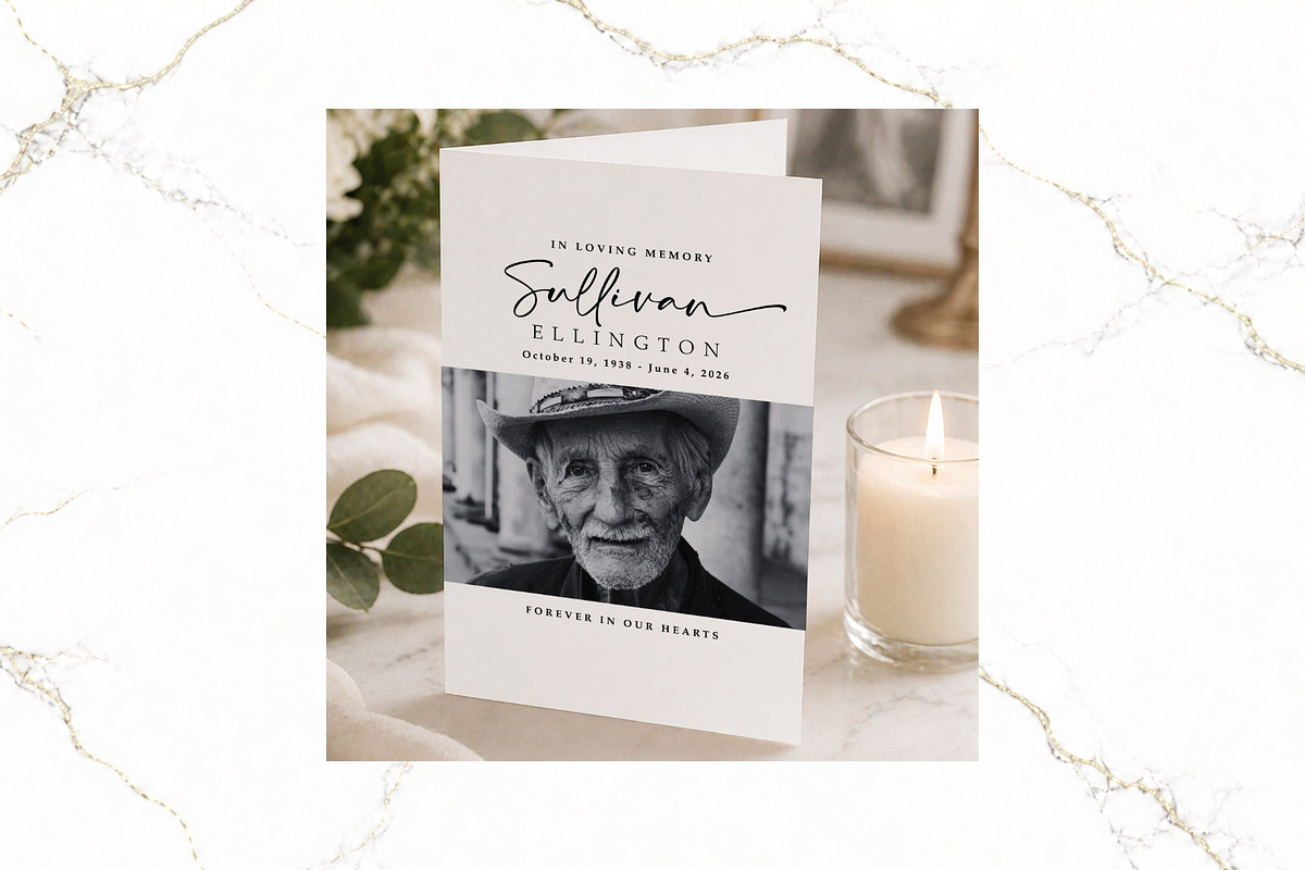 Funeral Bifold Program Canva FR003, a Brochure Template by TyphoonStudio (Photo 3 of 8)