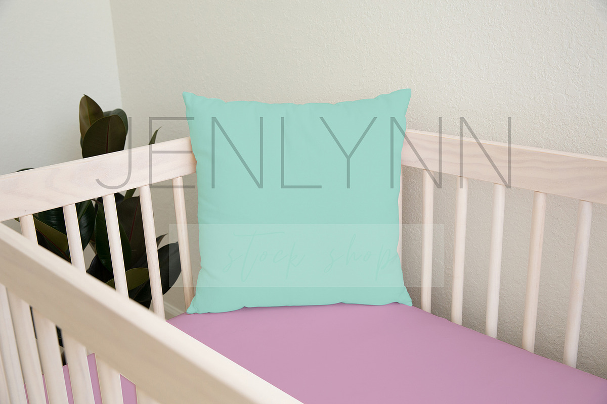 White Pillow Mockup in Crib #NN35, a Product Mockup by JENLYNN Stock Shop (Photo 4 of 4)
