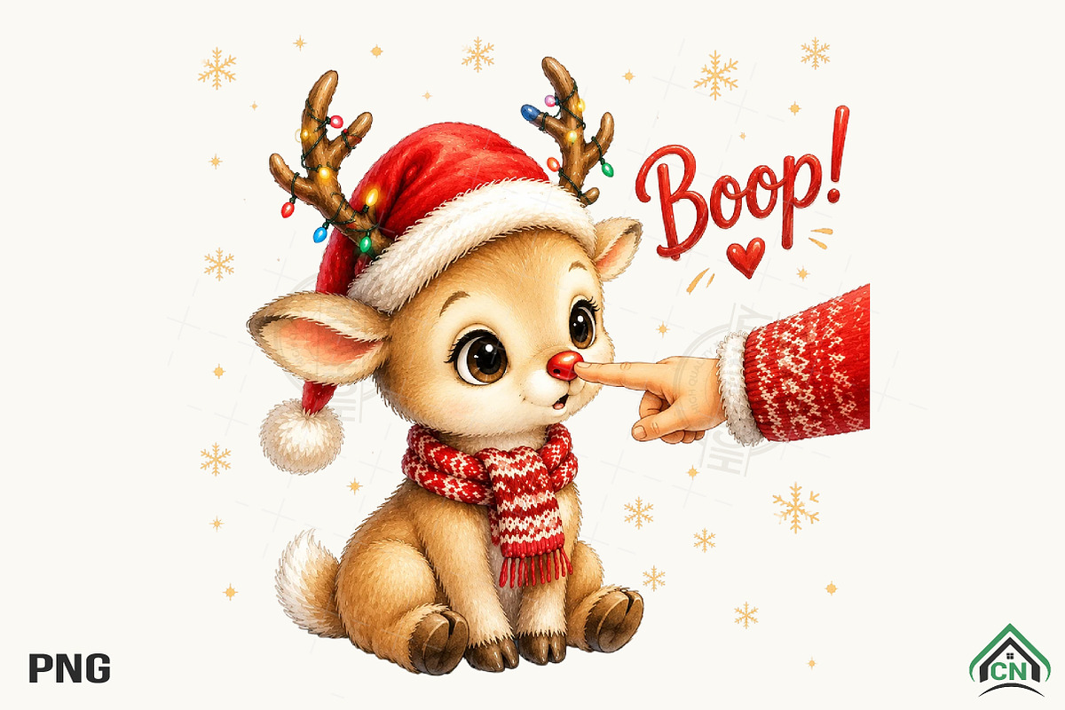 Funny Boop Christmas Baby Reindeer, a Seasonal Illustration by Craft Nest (Photo 1 of 6)