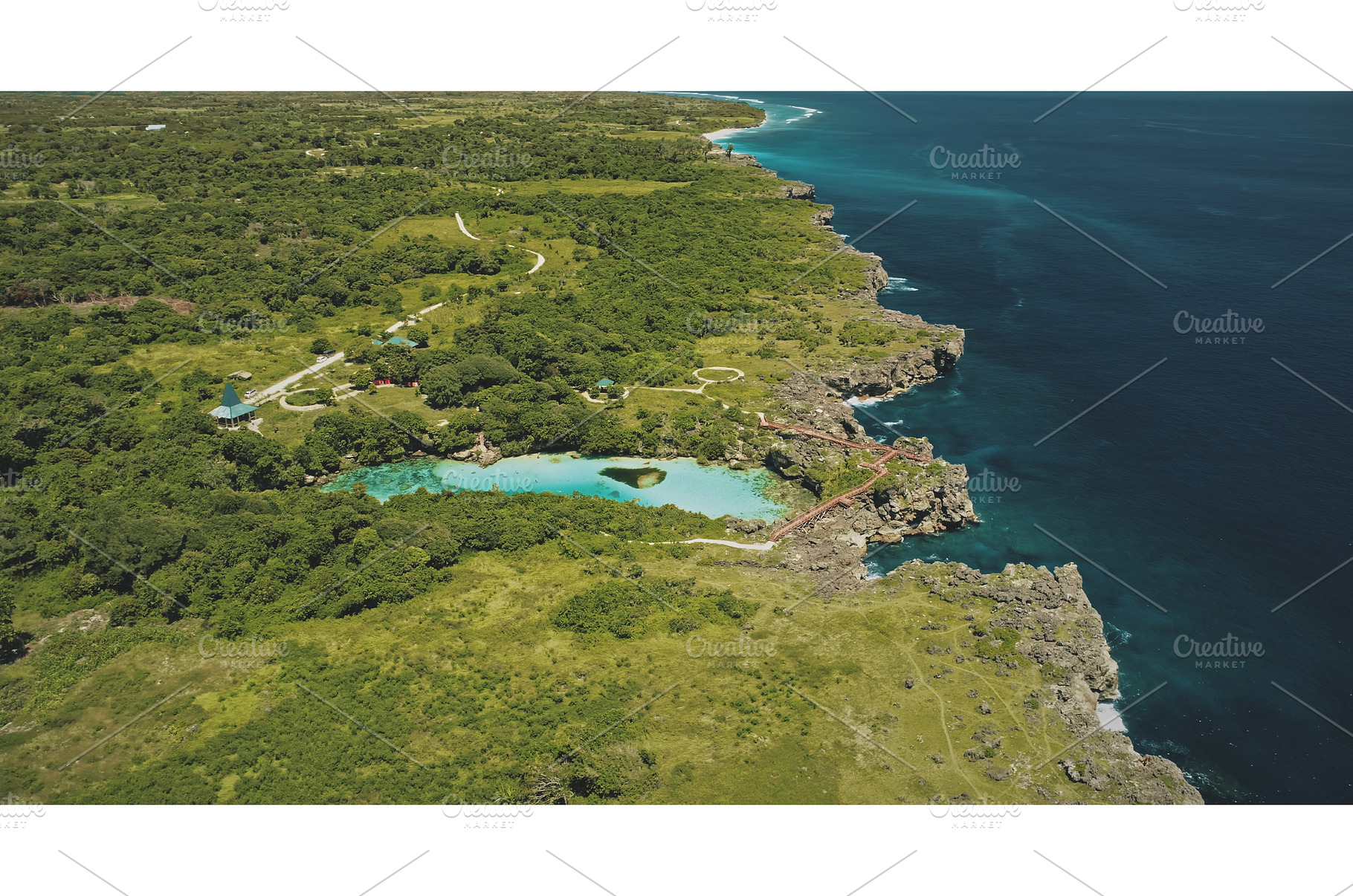 Emerald water lake at green tropic, an Architecture Photo by Goinyk