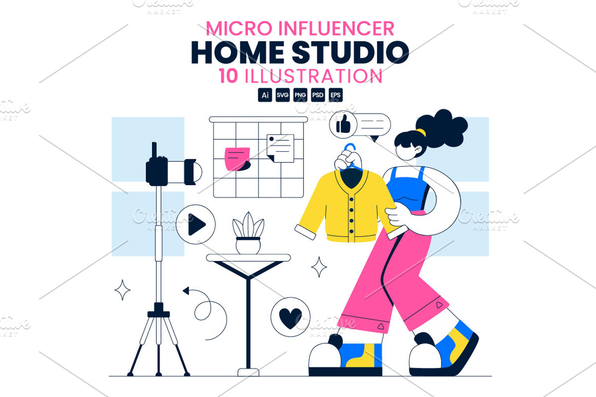 10 Micro Influencer Home Studio, a Person Illustration by denayunebgt (Photo 1 of 4)
