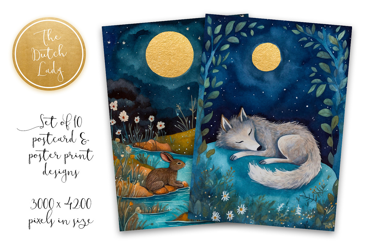Sleeping Animals Postcards & Prints, an Animal Illustration by The Dutch Lady Designs (Photo 2 of 4)