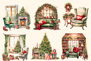 Cozy Christmas watercolour clipart, an Illustration by Hello My Print (Thumbnail 2 of 9)