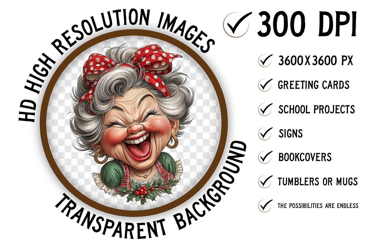 Funny Christmas Grandma PNG, an Illustration by Craft Nest (Photo 2 of 11)