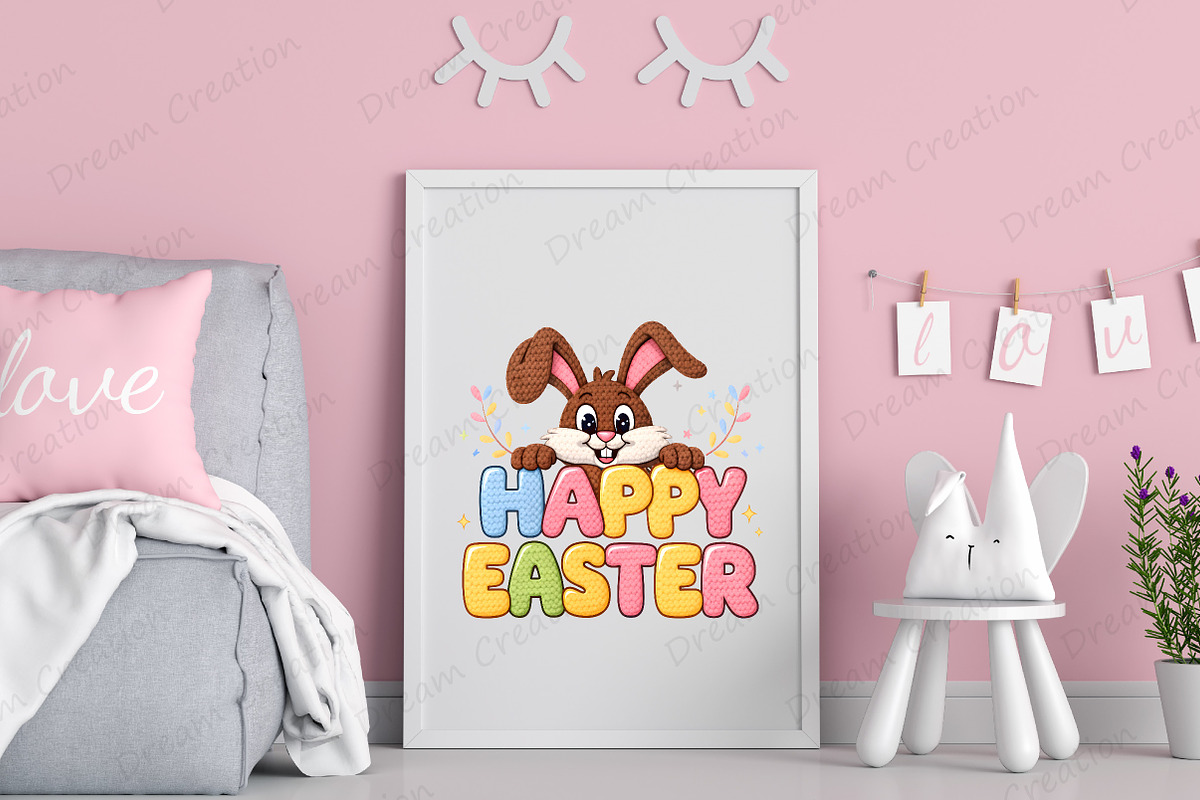Yarn Crochet Happy Easter PNG, an Illustration by Dream Creation (Photo 4 of 6)