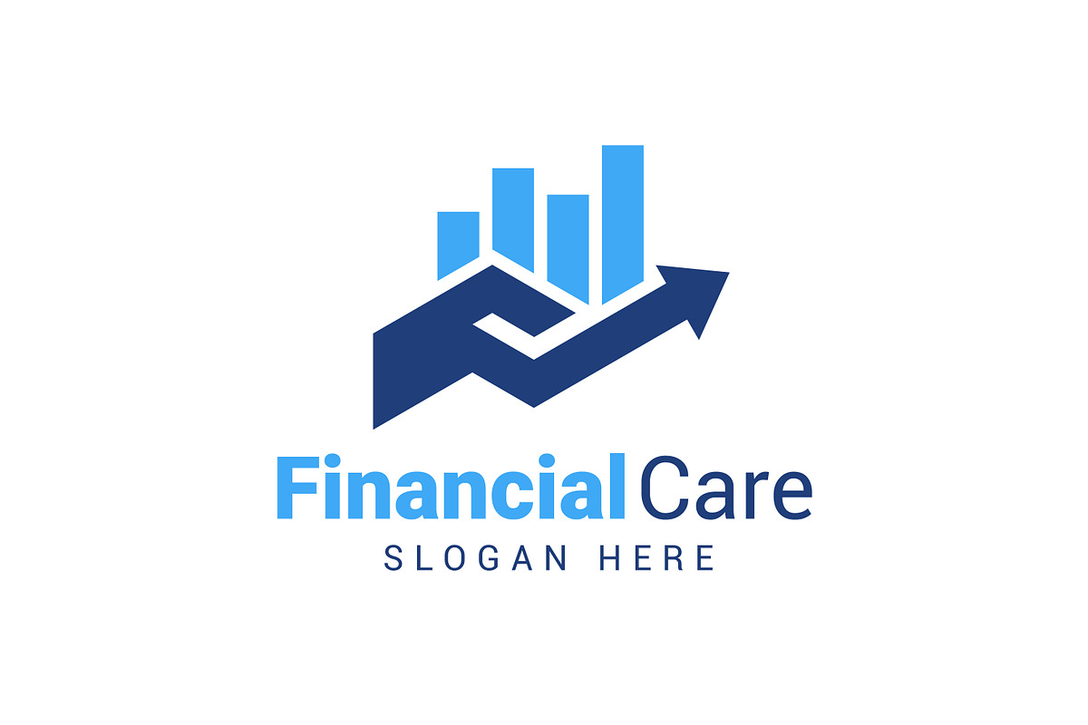 financial care logo with chart hand, a Branding & Logo Template by Distrologo